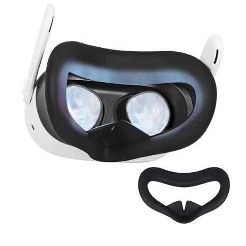 Gesichtsabdeckung Aus Silikon für Meta Quest 3S,Silikon-Gesichtskissenpolster Kompatibel mit Quest3S Zubehör,Quest 3S Headset Silikon Maske VR Zubehör Schweißdichtes Komfortable (schwarz-Q3S)