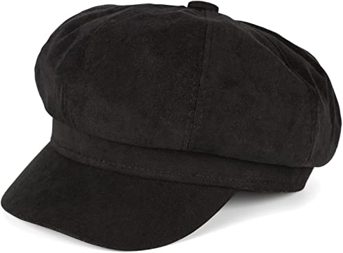 styleBREAKER Damen Ballonmütze aus weichem Stoff, Schirmmütze Vintage Style, Bakerboy Schiebermütze, Newsboy Cap 04023086, Farbe:Schwarz