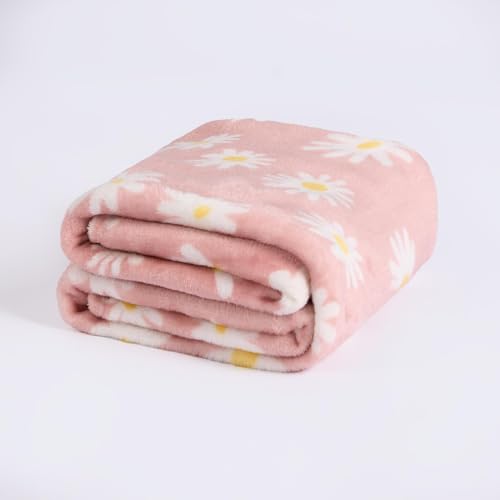 OHS Ultraweicher Fleece-Überwurf, Gänseblümchen, gemütlich, bequem, Überwurf, Bettwärmer, dekorativer Überwurf für Bett, Sofa, Wohnzimmer, Schlafzimmer, Kinderzimmer, Kinderdecke, 120 x 150 cm