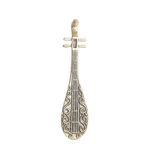 HIRAIDAI Sculpture Retro Messing Pipa Desktop Studie Dekoration Musikinstrument Kupfer Schnitzerei Dekoration 20 * 87Mm