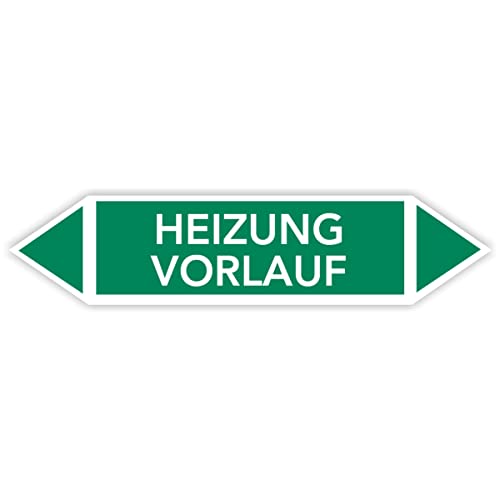 Fassbender-Druck Warnzeichen Rohrleitungskennzeichnung - Fließrichtung Rohrleitungskennzeichen mit beiden Ecken nach TRGS 201 und DIN 2403 (Heizung Vorlauf - FL-108-10 Stück)