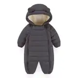 Baby Schneeanzug Overall Winter mit Kapuze Strampler Jungen Mädchen Säugling Schnee Tragen Dick Jumpsuit Dunkelschwarz 18-24 Monate