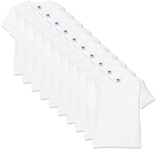 Fruit of the Loom Jungen Regular Fit T-Shirt Kids 10 Pack T-shirt, Weiß (White 30), 7-8 Y (Herstellergröße: 7-8 Y)