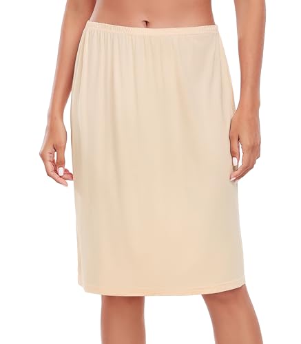 Wikoan Damen Unterrock Kurz Halber Rock Klassische Unterrock Damen Knielang Antistatisch Einfarbig Unsichtbar Unterkleid Nude XL