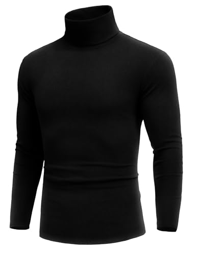 COOFANDY Rollkragenpullover Herren Rollkragenshirt Männer Rollkragenpulli Herren Unterziehrolli Thermo Unterhemd Schwarz XL