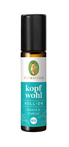 PRIMAVERA Kopfwohl Aroma Roll-On bio 10 ml - Pfefferminze - Aromatherapie für Unterwegs - klärend, lindernd bei Kopfschmerzen - vegan -