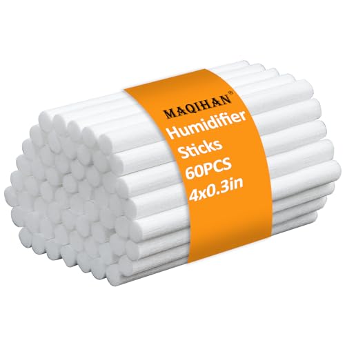 MAQIHAN 60 Stück Luftbefeuchter-Sticks - Mini Luftbefeuchter Filter Wicks Luftverteiler Wicks Nachfüllpackung Ersatzdochte für Kleiner Tragbarer Luftbefeuchter Diffuser im Büro, Schlafzimmer, Zuhause