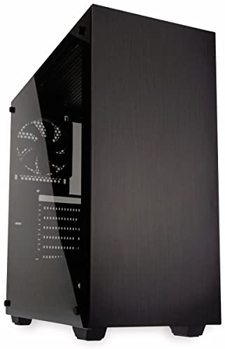 Kolink Stronghold Midi-Tower Mini-ITX bis E-ATX, PC Hülle mit Seitenfenster, Tempered Glass Computergehäuse, PC Case Computer Gehäuse mit lüfter, Schwarz