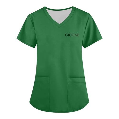 Kasaks Altenpflege Damen, Scrubs Arbeitskleidung Damen Arbeitskittel Damen Kasack Damen Berufskleidung, Schlupfkasack Damen Valentinstag Kasaks Kasack Damen, Arbeitskleidung & Uniformen(2-Green,L)