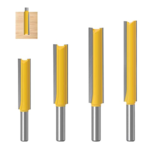 4 Stück Fräser für Oberfräse 8mm Schaft, Extra Langer Bündigfräser, für Holz Fräser Schneiden Nutfräsen (72mm, 83mm, 96mm,109mm)