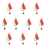 AZ FLAG - Set mit 10 Indonesien-Tischflaggen, 10 kleine indonesische Mini-Schreibtischflaggen, 100 % Polyester, 15 x 10 cm, Büroflagge mit 25,4 cm Stange, goldener Speer