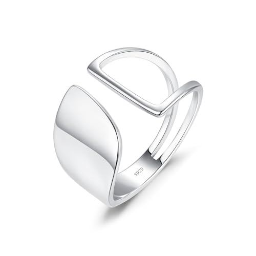 925 Sterling Damen Ring Silber Verstellbar,Durchbrochene Linie Einfache Temperament Persönlichkeit Ring Für Frauen Kreative Hübsch Kleidung Geburtstagsgeschenk Und Veranstaltungsräume