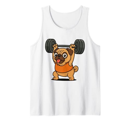 Mops Gewichtheben Lustiges Fitnessstudio Hund Workout Geschenk Tank Top