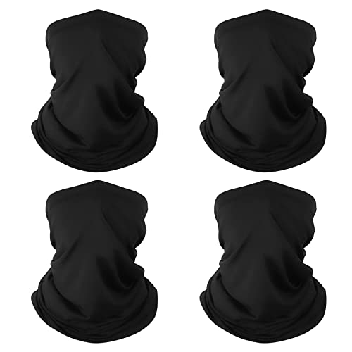 4-Pack Hals Gaiter Atmungsaktive Bandana Maske für Schutz im Freien waschbare wiederverwendbare Kühlung Gator Maske Gesicht Schal Abdeckung Schutz vor Staub Sonne für Männer Frauen Radfahren Schwarz