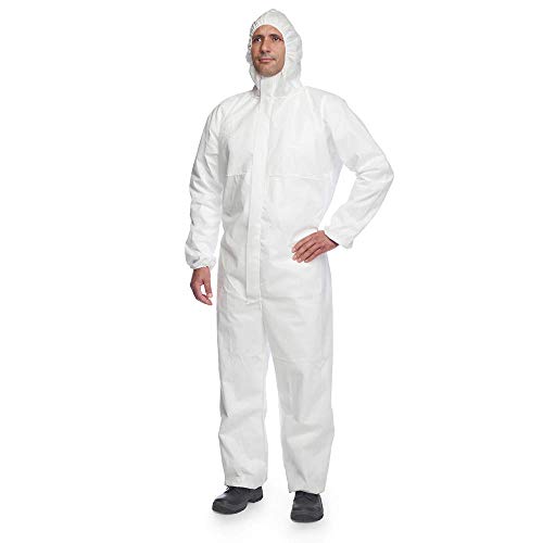 DuPont ProShield 20 | Schutzanzug mit Kapuze, Kategorie III, Typ 5 und 6 | Weiß | Größe L