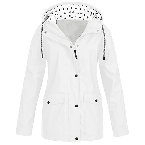 tsaChick Softshelljacke Damen wasserdicht, Regenjacke Damen wasserdicht White 118 XXXL