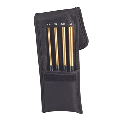 Starrett SB248Z Verlängerter Messing-Antriebsstiftstempel 4-teiliges Set, 3/16"-3/8" Stiftdurchmesser, 8" Gesamtlänge, 3-1/2" Stiftlänge, in Stofftasche