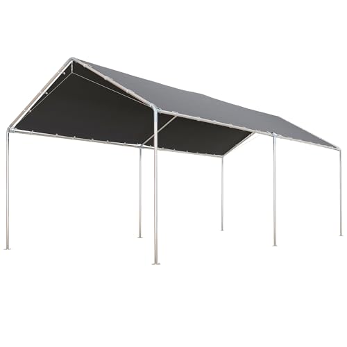 Outsunny Carport Vorzelt für Auto 6 x 3 m verzinkter Stahl robustes Dach PE hohe Dichte grau