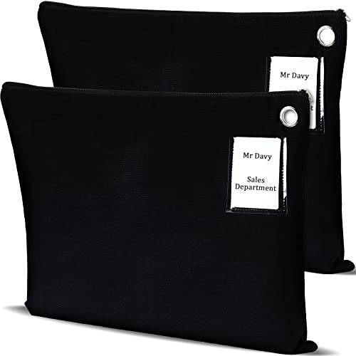 Humyoun Interoffice Versandtasche aus Segeltuch, mit Reißverschluss, 45,7 x 35,6 cm, große Reißverschlusstasche mit Öse, Schwarz, 2 Stück