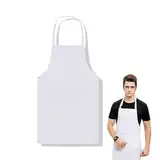 Weiß SchüRze,KochschüRze,Herren WeißE KüChenschüRzen,KittelschüRze Apron KochschüRzen Baumwolle Damen Mit Latz Hochzeit Zum Bemalen Erwachsene,LatzschüRze,KöChe Weiss Verstellbare,BaumwollschüRze