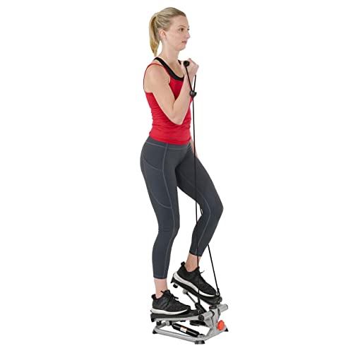 Sunny Health & Fitness Stepper für zuhause, Low-Impact Übung Stepper für Ganzkörpertraining mit Widerstandsbändern - SF-S0978