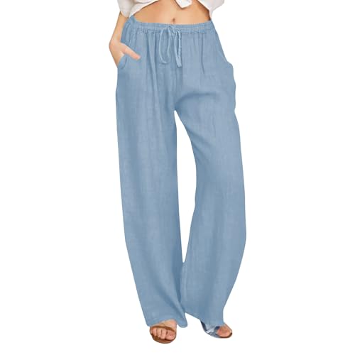 UXSELKCD Leinenhose Damen,wrap Pants, Weite Damenhose, Culotte Damen Sommer 3/4, 7/9 Hose Damen Sommer große größe, Trousers for Women, Culotte schwarz, Damenhose,hortsS