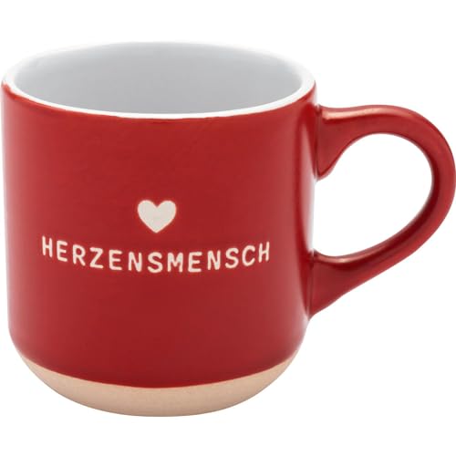 GRUSS & CO Espressotasse mit Gravur "Herzensmensch" | Tasse aus Steinzeug, 10 cl, mit Geschenk-Banderole | Geschenk Freunde, Geburtstag | 73935