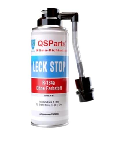 QSParts Klima Dichtmittel Klimaanlage Kfz Leckstopp R134a 30ml mit Füllschlauch + Adapter