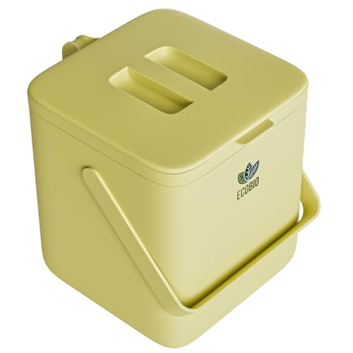 EcoBio Biomülleimer Küche 7L Komposteimer für alltäglichen Biomüll Behälter - Spülmaschinenfest - Geruchsdicht - Sieb - Bio Mülleimer klein mit Deckel Eimer Bioabfallbehälter Biotonne (Helles Grün)