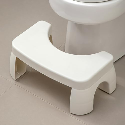 JINYOMFLY Toilettenhocker Erwachsene, Klohocker Kackhocker Hocker Toilette, wc Hocker, Squatty Kackhocker, Schnelle Hilfe gegen Blähbauch, Ermöglicht hockende Position Anti-Verstopfung (weiß)