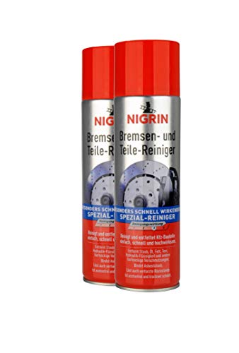 NIGRIN Bremsenreiniger, Motor-Teilereiniger, zur Entfettung von Bremsen-, Motor- und Maschinenteilen, 2er-Pack 500 ml Sprühdose