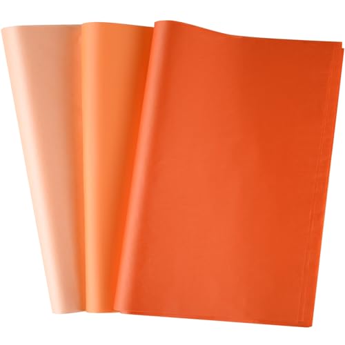 CHRORINE 50 Blatt orangefarbenes Seidenpapier, mehrfarbig, Kunst, Geschenkpapier, Großpackung für Halloween, Babyparty, Hochzeit, Geburtstag, DIY und Basteldekoration