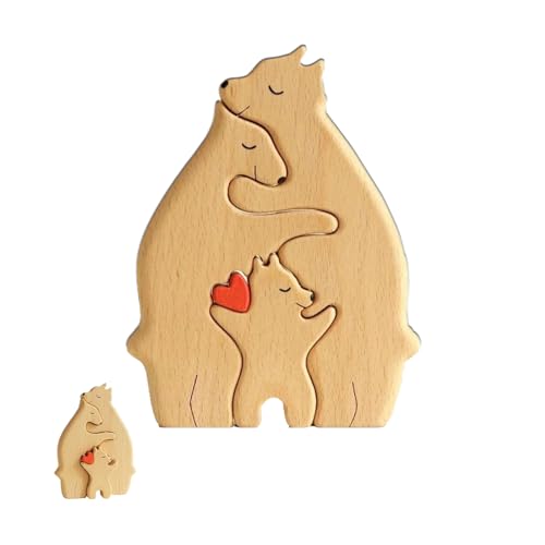 HPiano Personalisiertes Holz Kunstpuzzle der Bärenfamilie, Holzkunstpuzzle der Bärenfamilie, Bärenfamilie aus Holz Kunst Puzzle, Home Tischdekoration Geschenk für Familie Andenken Geschenke
