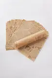 Tola-Trade Pommespapier Papierblätter Einlagen für Pommeskorb Braun und Weiß 50 Stück| Burger Wrap Papier für Sandwich, Lebensmittel, Hot Dog, Kuchen | Zum Basteln als Tischdekoration - Braun