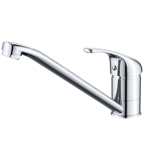 Jacurley Wasserhahn Küche, Küchenarmatur 360° Schwenkbar, Einhebel Mischbatterie Küche, Spültischarmatur Küche mit Keramikkartusche, Chrom