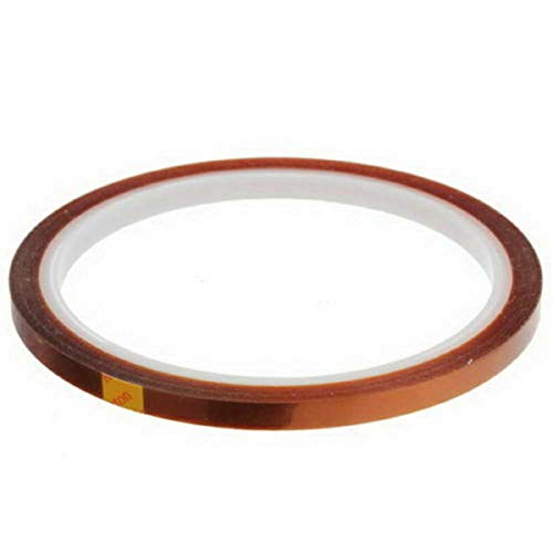 SENRISE Hochtemperatur-Klebeband, hitzebeständiges Kapton-Polyimid-Klebeband für 3D-Druckanwendungen, elektrische Isolierung (5 mm x 33 m), 5 Stück