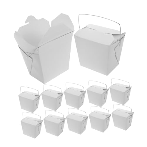 Warmhm 50 Stück Essensbox zum Mitnehmen kalt Hochzeit Mitnahme handhaben Papier Draht Takeaway-Box Pappbox mit Griff Chinesische To-Go-Boxen kleine chinesische Take-Away-Boxen Eisen Weiß