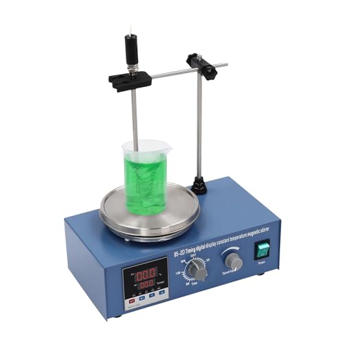 Magnetrührer Heizplatte, Magnetisches Rührheizplättchen Laborrührgerät 10-150℃ 2400 U/min 500W 1000 ml, Heizplattenrührer mit LED-Bildschirm, Stützständer & Rührstäbe