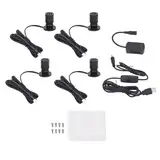 Fockety 4er-Pack Mini-Spotlicht, um 360° Drehbarer, Dimmbarer LED-Strahler mit Dimmer, USB-5-V-Akzentlichter, Bilderlicht für Pflanzen, Schmuckvitrine, Gemäldebild, Modellregale (Warmes