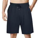 WKAYsIV Jogging Herren Kurze Hose Casual Leinenimitat Atmungsaktiv Und Cool Shorts Lockere Lauftraining Joggingshorts Cargo Hose Elastisch Herren(Marine L)