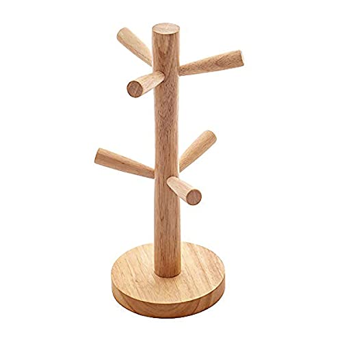 Qinsky Tassenhalter,Hölzerner Brezelständer Becherhalter Holz Baumbecherhalter Brezelhalter Tassenbaum für Küchentheke Tabletop Kaffeetassenregal