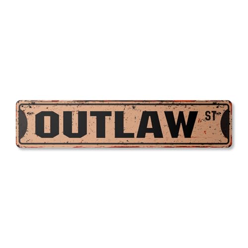 OUTLAW Vintage Straßenschild strafrechtliche Bewährung Anwalt Kriminalität Polizei