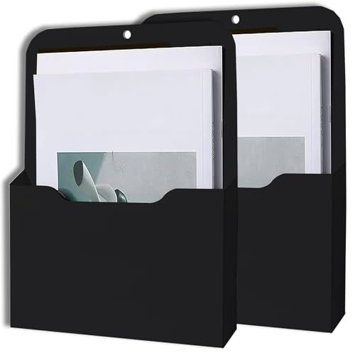 2 Stück Magnetischer Aktenhalter, Magnetischer Stifthalter, A4 Dokumentenhalter Bürobedarf Aufbewahrung, mit Starkem Magneten, für Whiteboards, Kühlschrank, Zuhause, Schwarz