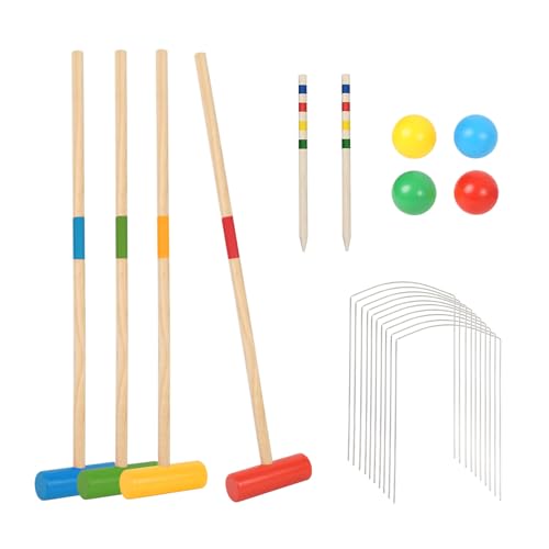 Ansobea Krocket Spiel, 2-4 Spieler Croquet Set, Krocketspiel mit Tasche, Kinder Erwachsene Holzspielzeug, Outdoor Familie Gartenspiel Geschicklichkeitsspiel