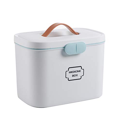 Haushaltsmedizin Box Medizin Box Aufbewahrungsbox tragbar, Familienmedizin Box tragbar Erste-Hilfe-Box Organizer mit einfach zu öffnender Schnalle Snap