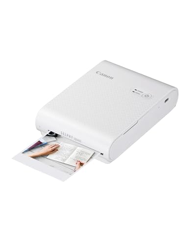 Canon SELPHY SQUARE QX10 Mini Fotodrucker mobil tragbar unterwegs (quadratischer Druck 6,8 x 6,8cm mit Kleberückseite, eingebauter Akku, WLAN, Canon App, Thermosublimation) weiß [+ 3er Druck-Set]