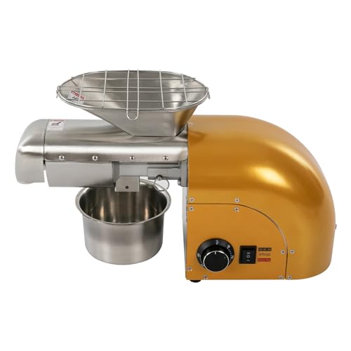 Ölpresse 1800W 50-300℃ Elektrische Ölpressmaschine Öl-Ausbeute 95% Kalt- und Heißölpresse Schaltknöpfen Temperatureinstellknopf Erdnüsse, Walnüsse und Sojabohnen Auspressen (Gold)