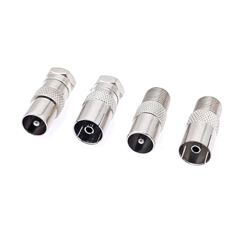 JZK 4 x Antennenadapter-Kupplungen, F-Typ Stecker/Buchse auf PAL Stecker/Buchse TV-Koaxial-Adapter-Set für Satellitenempfänger, Antenne, Antennenkabel, Router, Modem, Audio-/Videogeräte