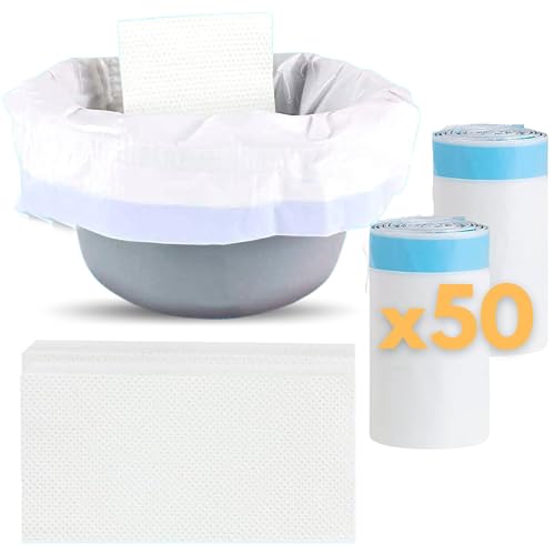 Vidaprime PACK x50 Toiletteneinlagen - DESCHBARE TOILETTENBEUTEL - Hygienische WC-Beutel - Einweg Orinal-Beutel mit SAUGFÄHIGEN Polstern, 50 STÜCK. Ideal für Toiletteneinlagen für Toilettenstuhl