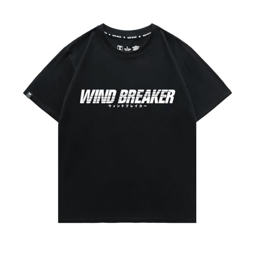 Wind Anime Breaker T-Shirt mit kurzen Ärmeln, lose Baumwolle, bedrucktes Sommer-T-Shirt